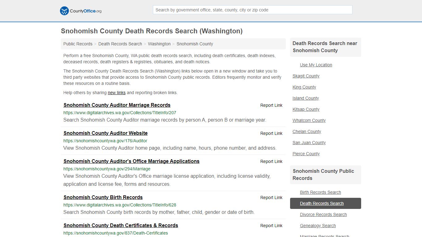 Death Records Search - Snohomish County, WA (Death ...