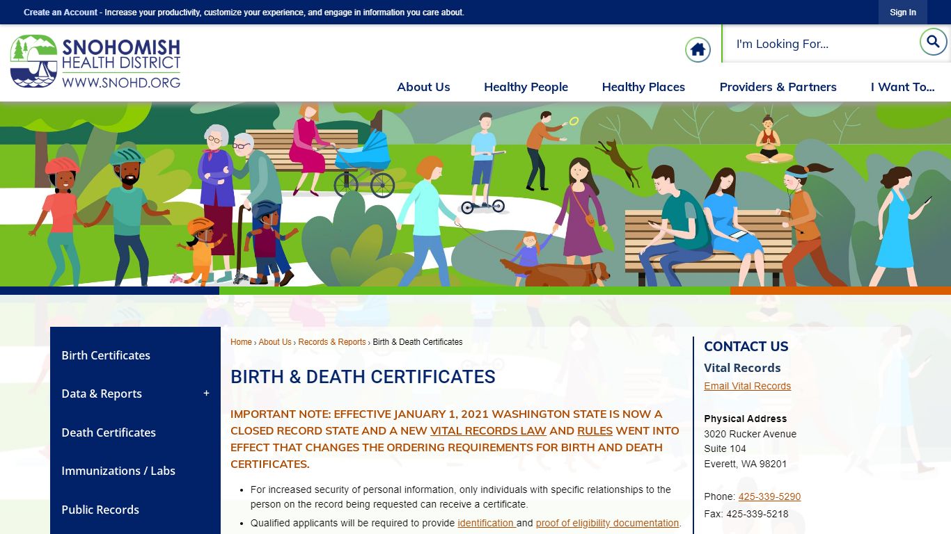 Birth & Death Certificates | Snohomish Health District, WA